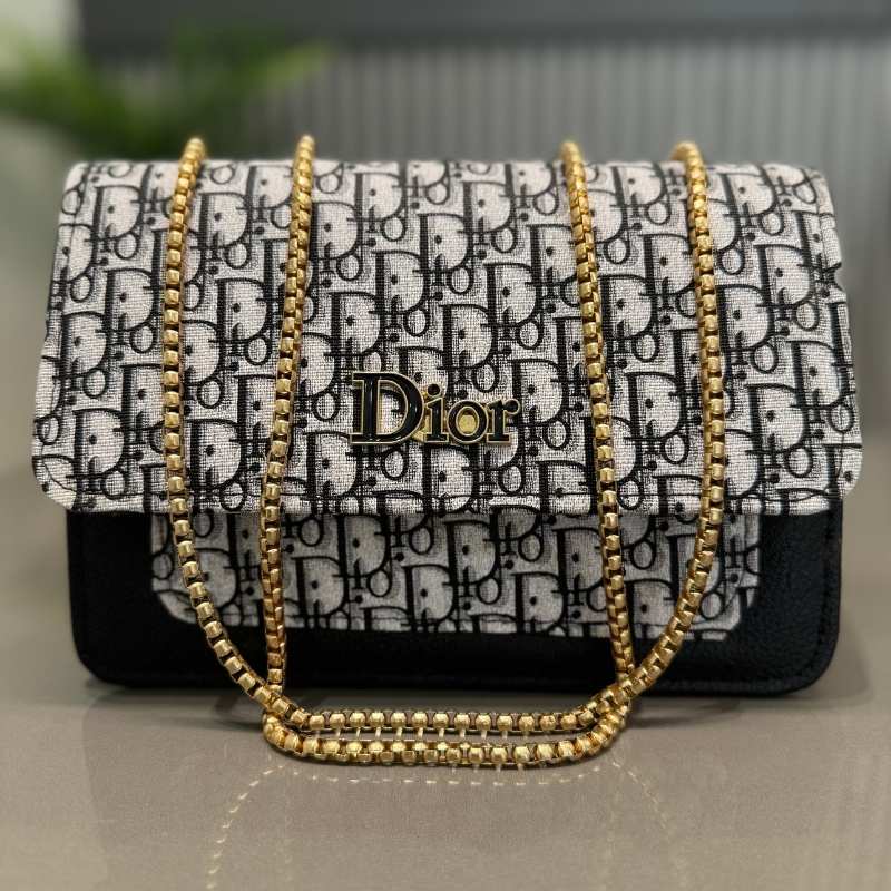 Dior Oblique Canvas & Leather Flap Clutch